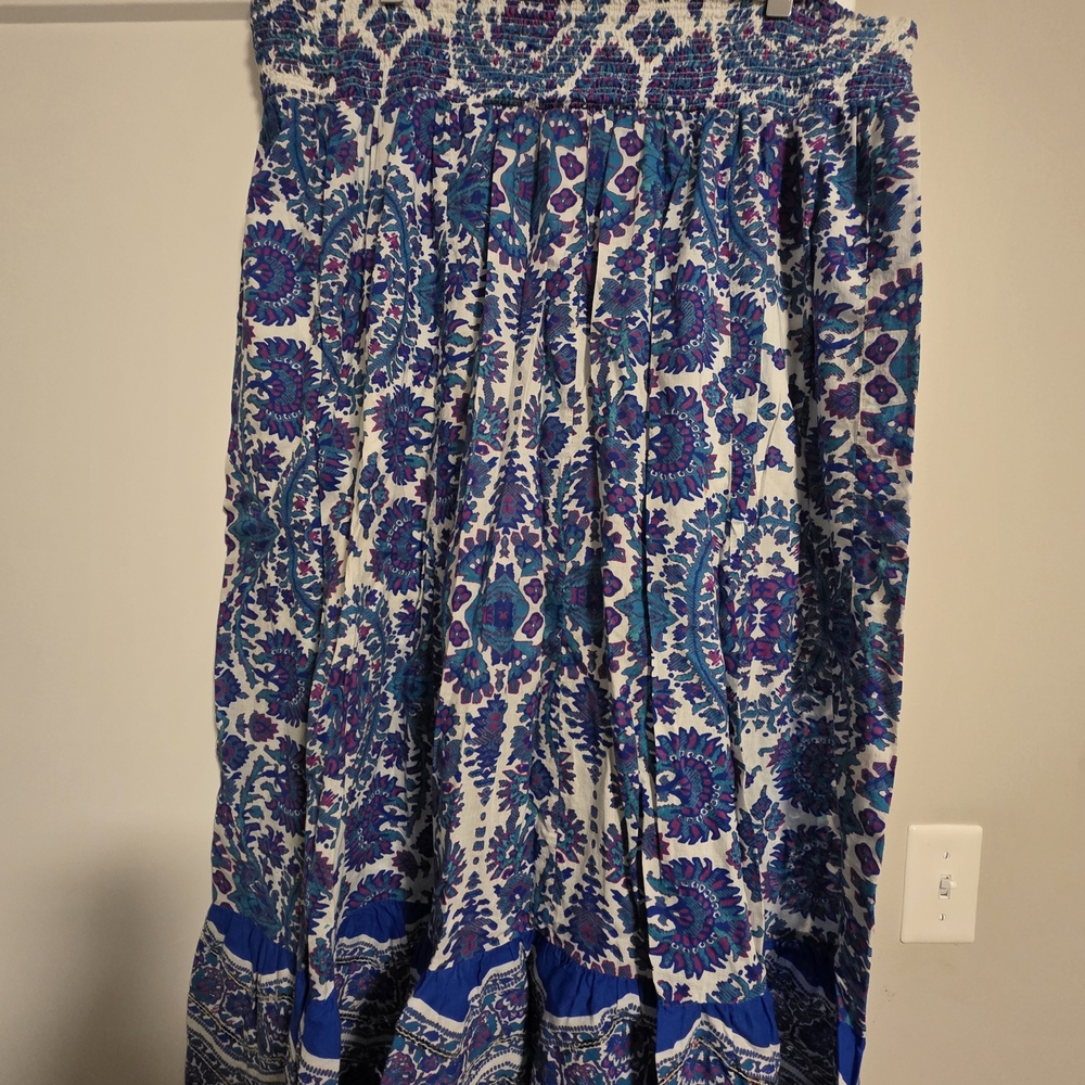 Lane Bryant Size 18/20 Blue, Purple and White Cotton Tiered Maxi Skirt